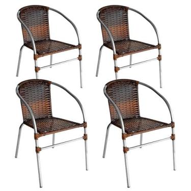 Imagem de Kit 4 Cadeiras Pool Alumínio Fibra Sintética Gourmet Acesse Móveis, Pe