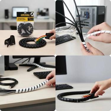 Imagem de Organizador de Fios e Cabos com Aplicador de Mesa Home Office Casa Esc