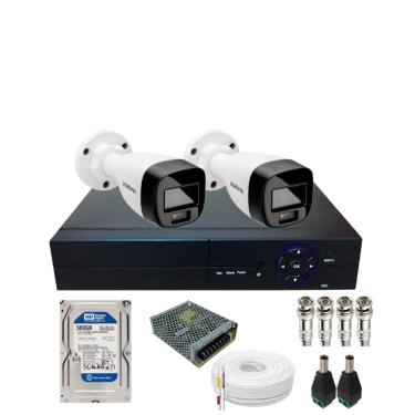 Imagem de Kit CFTV 2 Câmeras Intelbras 1120b Full Color Dvr 04 Canais Alta Performance Acompanha Hd 500gb