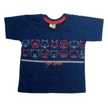 Imagem de Camiseta Infantil Menino Manga Curta Tamanho 1 - Tigre Bravo