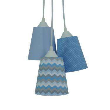 Imagem de Lustre Pendente Luminária Bebê Tons De Azul Chevron Bivolt