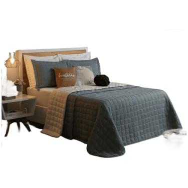Imagem de Kit Cobre Leito PeçAs - Conjunto De Cama Dupla Face Original - Completo Com Edredom E Fronhas(Cinza/Avela)