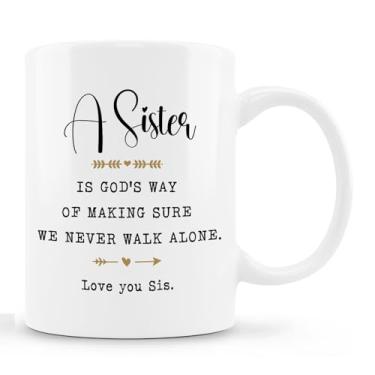 Imagem de Zomhix Caneca Christian Sister, Irmã Presentes de Aniversário Xícara de Café Cerâmica, I Love You Sisters Presentes Cerâmica Café Chá Caneca 325 ml