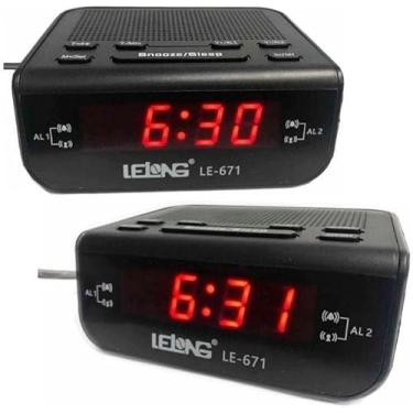 Imagem de Relógio Despertador Digital Elétrico de Mesa com Rádio AM/FM 671 – Estilo e Funcionalidade