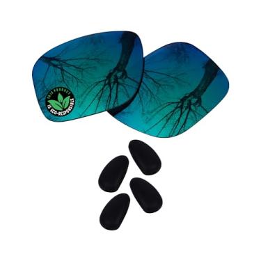 Imagem de Raydi Lentes de reposição de policarbonato e protetores de nariz para óculos de sol Maui Jim Red Sands - verde esmeralda espelhado - polarizado