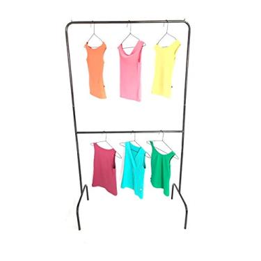 Imagem de Cabideiro Para Roupas Duplo - Arara - Tubo De Aço - Preto