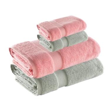 Imagem de Jogo de Toalha de Banho e Rosto Super Soft Zero Twist, 4 pe�as, Algod�o, Toque Macio, 500g/m�, Altihaus, Alta Absor��o, Durabilidade (Verde/Rosa)