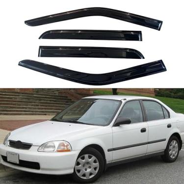 Imagem de Viseira de janela IG para Honda Civic Sedan 1996-2000, protetor de chuva, extradurável, para-sol, vento, defletor de janela de ventilação lateral, estilo Mugen, 1996 1997 1998 1999 2000 (apenas Sedan)