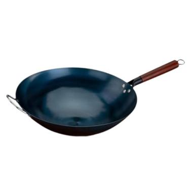 Imagem de FytStycale Wok Antiaderente, Frigideira Wok, Panelas de Cozimento, Frigideiras Antiaderentes, Wok Chinês, Wok de Ferro para Pão Frito, Panquecas, Sanduíches, Car, 36cm com orelhas