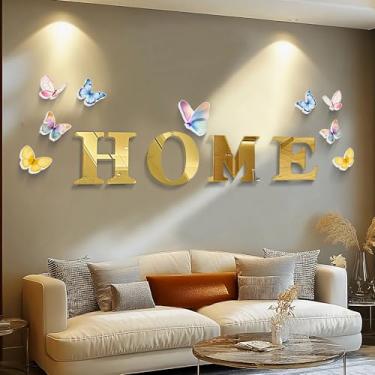 Imagem de Taesytii Adesivos de parede 3D dourados para casa espelhos acrílicos adesivos de parede grandes e modernos decalques de parede para sala de estar, quarto, sala de jantar, decoração