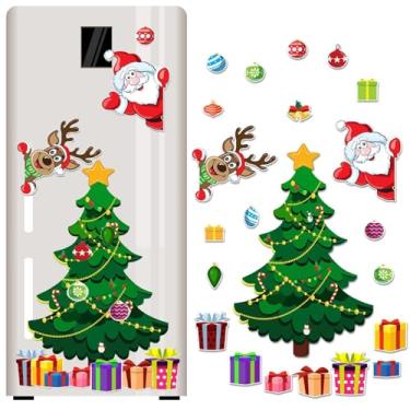 Imagem de Árvore de Natal magnética para decorações de geladeira, adesivos de ímãs de feriado de rena de Papai Noel, adesivo com tema de Natal novo 2025, árvore magnética para decoração de porta de metal de