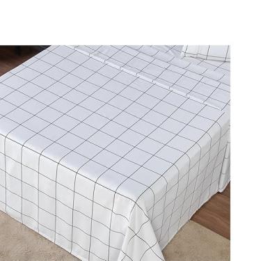 Imagem de Lençol Avulso Superior Solteiro sem Elástico Sobre Lençol Percal 400 Fios Antiácaro, Anti-pilling com Toque Extra Macio (Chess, King)