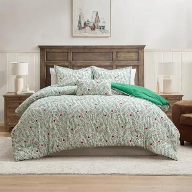 Imagem de Hallmark - Conjunto de edredom de solteiro, conjunto de cama de férias macio de 3 peças com fronha e travesseiro decorativo, roupa de cama de peso médio para uso durante todo o ano, resistente a