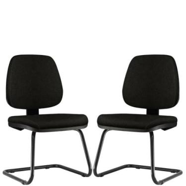Imagem de Kit 02 Cadeiras Escritório Job L02 material sintético Preto - LYAM DEC