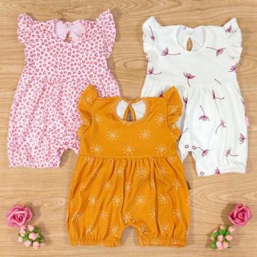 Imagem de Macacão Curto Babado Minimalista Bebê Menina até 12 Meses - Era Uma Ve