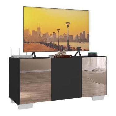 Imagem de Rack Até 32 Polegadas Com Espelhos Mp1079 Preto branco - MULTIMOVEIS