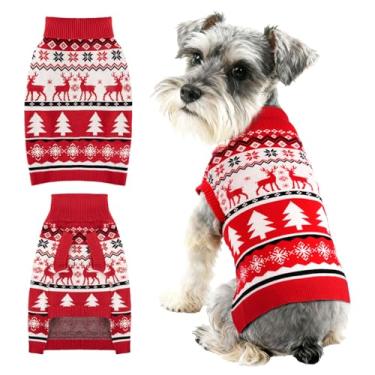 Imagem de BAOBICUTE Suéteres de Natal para cães pequenos, médios, grandes, meninas, meninos, malha de gola rolê, suéter duplo para cães, roupas de inverno, grosso, quente, para animais de estimação, estampa de