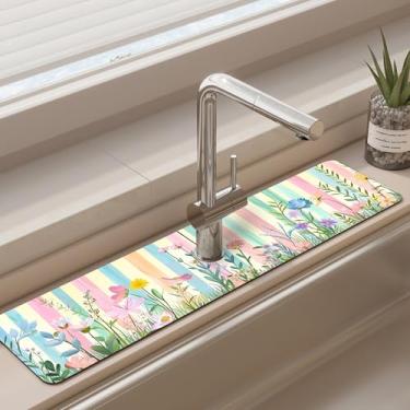 Imagem de Tapete de torneira para pia de cozinha - tapete absorvente de pia, protetor de respingos de secagem rápida para cozinha e banheiro - almofada de secagem antiderrapante com absorção de água atrás da