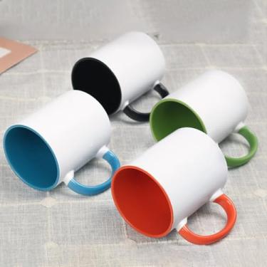 Imagem de Caneca de café de cerâmica, 325 ml de sublimação em branco canecas de café com alça, xícaras de restaurante para café, chá, cacau, cappuccino, cereal, branco fosco e laranja