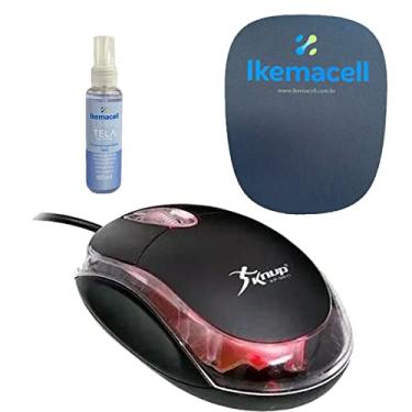 Imagem de Mouse Óptico com Fio Usb Scroll Knup Compacto Led Mause Pequeno Preto