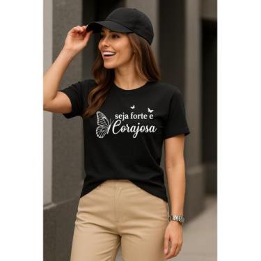 Imagem de Camiseta Feminina Blusinha Corajosa Tendência Viral Tshirt - Camisa Bl