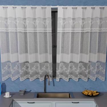 Imagem de Cortina Cozinha Rendada Arte Cazza Branca 1,20m X 2,00m