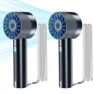 Imagem de MTaoyac 2 peças de ventilador portátil portátil, recarregável, mini ventilador pessoal, 4 velocidades, bateria USB, pequeno ventilador de alta velocidade, para maquiagem, casa, escritório, viagens e