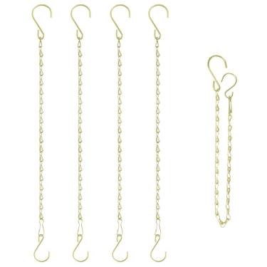 Imagem de RIFNY Corrente de ouro de 50 cm para plantas penduradas, kits de correntes pequenas para pendurar cestos com ganchos para alimentadores de pássaros, quadros, lanternas, sinos de vento, ornamentos para
