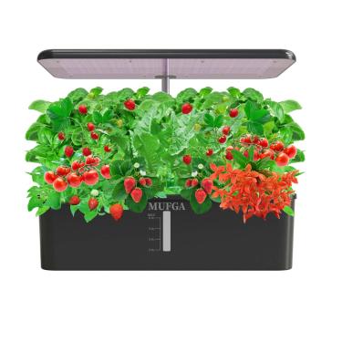 Imagem de Sistema de cultivo hidropônico para jardim de ervas - Sistema de jardinagem interna MUFGA de 18 cápsulas com luz LED de cultivo, kit de germinação de plantas (sem sementes) com sistema de bomba,