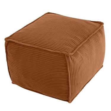 Imagem de MeMoreCool Pufe de pelúcia quadrado para descanso de pés, pufe de veludo cotelê com enchimento de pedaços de espuma, apoio para os pés otomano macio para sala de estar, café