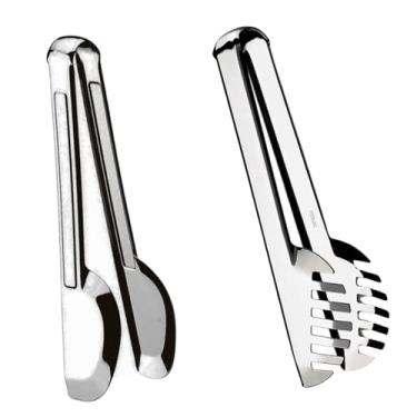 Imagem de Kit Pegador de Massa Serrilhado + Pegador Universal de Aço Inox para Churrasco Petisco Salame Salada