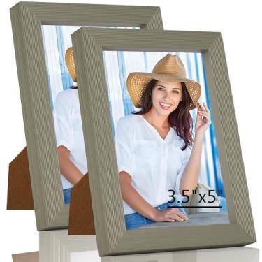 Imagem de WTAQR Porta-retrato de 8 x 12 cm para pendurar na parede ou na mesa, montagem horizontal ou vertical, moldura com acrílico HD para fotos, pôsteres e impressões artísticas, moldura cinza, pacote com 2