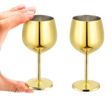 Imagem de DEAYOU Pacote com 2 copos de shot de aço inoxidável, mini taça de vinho de 59 ml, copos cordiais de metal reutilizáveis inquebráveis com haste para conhaque, porto, tequila, xerez, suprimentos de