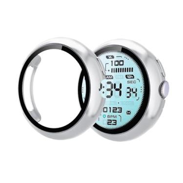 Imagem de HAJSLU Pacote com 2 capas para Google Pixel Watch 4 (2025) de 41 mm - Capa rígida de policarbonato completo com protetor de tela de vidro temperado HD para Pixel Watch 4, prata