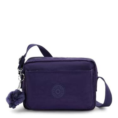 Imagem de Bolsa tiracolo feminina Kipling Abanu média, leve, bolsa de cintura ajustável com bolsos com zíper em vários compartimentos, Azul iluminado pela lua, 9.5''L x 6.75''H x 3.5''D, Bolsa tiracolo feminina