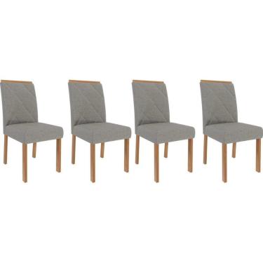 Imagem de Cadeira Sala de Jantar Fernanda Kit 4 Un Madeirado/Linho Grafite - Cimol