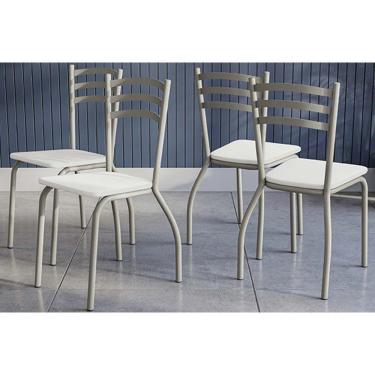 Imagem de Cadeira Sala De Jantar Portugal 4c007nk Aço Kit 4 Uni Niquel-branco 106 - Kappesberg