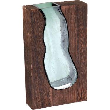 Imagem de Vaso Decorativo Enfeite Casa Vidro 32x18x5cm Verde