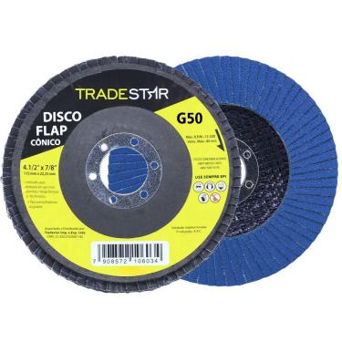 Imagem de Disco Flap 115 Mm G50 Fibra Conico Azul Aço E Inox Tradestar