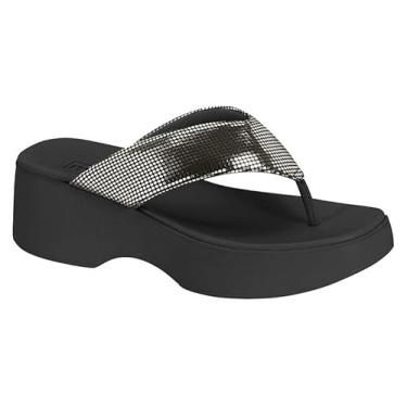 Imagem de Tamanco de Dedo moleca Anabela Tira Grossa Macia Feminino (Preto/Grafite, BR, Adulto, Numérico, 34)