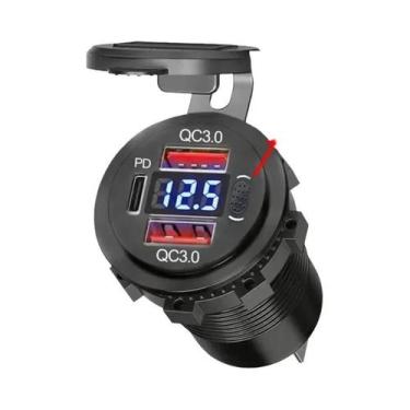 Imagem de Carregador De Carro USB Dual PD QC3.0 96W Com Voltmeter, Tomada À Prov