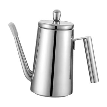 Imagem de YWJLQH Garrafa dispensadora de azeite em aço inoxidável, multiuso, com alça, bico longo e estreito, recipiente portátil para azeite para uso doméstico, 700ml Alça de aço