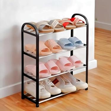 Imagem de Sapateira Organizador de Sapatos Vertical com 4 Prateleiras, Estrutura em Metal, Suporte para Calçados tênis 8 pares
