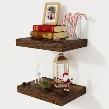 Imagem de Prateleiras flutuantes profundas de 30,5 cm, prateleira flutuante para livros, prateleira flutuante de madeira rústica para armazenamento e exibição doméstica, prateleiras espessas de 5 cm para