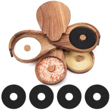 Imagem de Mifoci Acacia Conjunto de 4 camadas Margarita Salt Rimmer Estação Magnética com Tampa e 5 Esponjas Bar Vidro Rimmer Casa Bar Acessórios para Coquetéis Bebidas Casa Festa Bartender Suprimentos