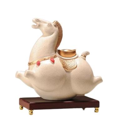 Imagem de Cofrinho de cavalo com base, caixa de economia de moedas de grande capacidade para adultos, decoração de casa elegante e banco de dinheiro (branco)