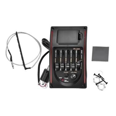 Imagem de oshhni Captador piezoelétrico para guitarra, afinador, pré-amplificador, acessório portátil para instrumentos musicais, ideal para guitarras acústicas.