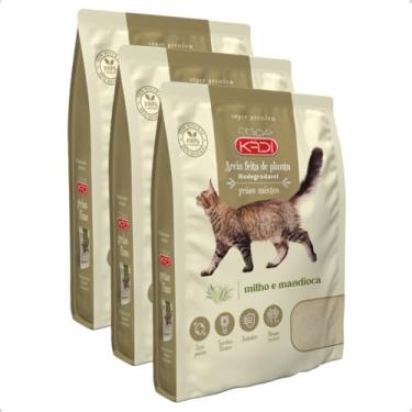 Imagem de Kit 3 Unidades Areia Higiênica Biodegradável de Grãos Mistos de Milho e Mandioca para Gatos 2 kg