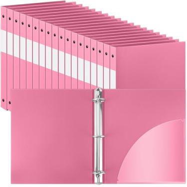 Imagem de Henoyso 48 fichários de 3 anéis redondos de 1/5.1 cm, tamanho carta, 20 cm x 28 cm, fichário flexível de plástico, comporta 100 folhas com 1 bolso, organizador versátil para escritório, casa, escola