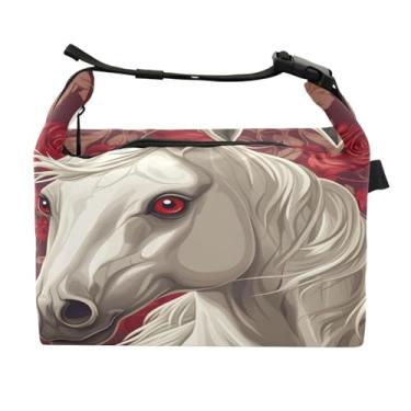 Imagem de STAYTOP Lancheira de cavalo branco com fivela de alça, lancheira isolada para meninos e meninas, lancheira térmica para trabalho escolar